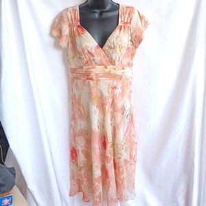 💐 Kathy Roberts, Rose Petalled Dreams Floral Dress, silver threaded, side zip